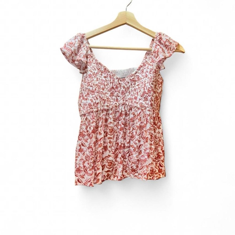 Hollister Size Medium Red Floral Blouse